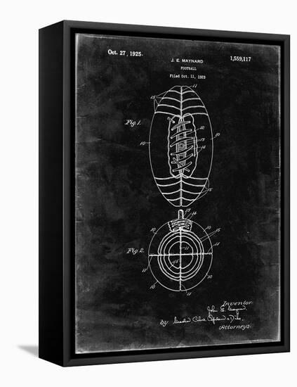 PP379-Black Grunge Football Game Ball 1925 Patent Poster-Cole Borders-Framed Stretched Canvas