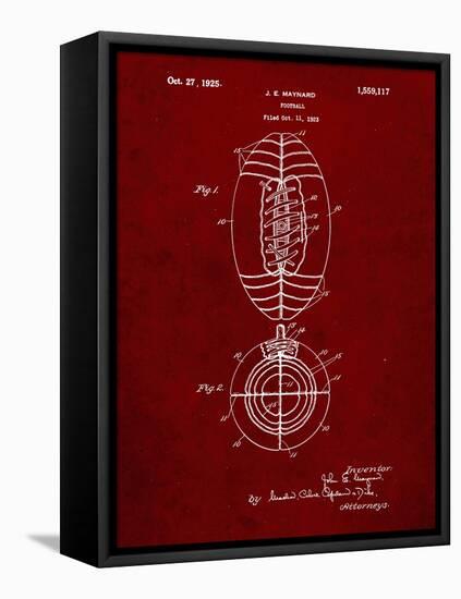 PP379-Burgundy Football Game Ball 1925 Patent Poster-Cole Borders-Framed Stretched Canvas