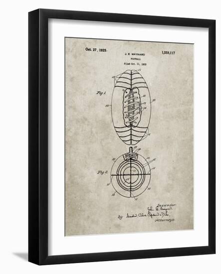 PP379-Sandstone Football Game Ball 1925 Patent Poster-Cole Borders-Framed Giclee Print