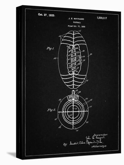 PP379-Vintage Black Football Game Ball 1925 Patent Poster-Cole Borders-Stretched Canvas