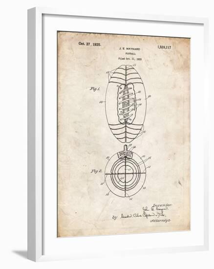 PP379-Vintage Parchment Football Game Ball 1925 Patent Poster-Cole Borders-Framed Giclee Print