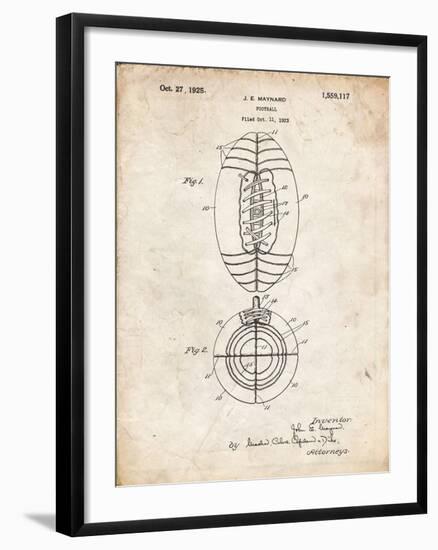 PP379-Vintage Parchment Football Game Ball 1925 Patent Poster-Cole Borders-Framed Giclee Print