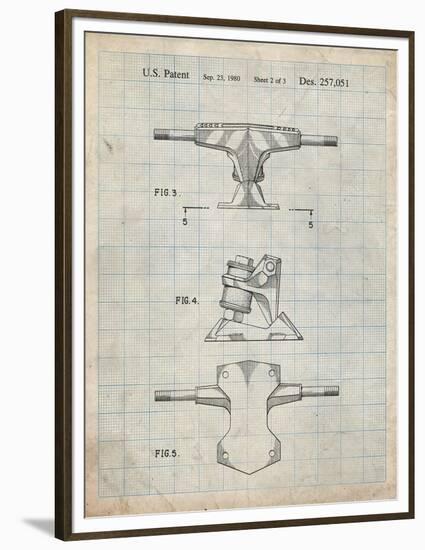 PP385-Antique Grid Parchment Skateboard Trucks Patent Poster-Cole Borders-Framed Premium Giclee Print