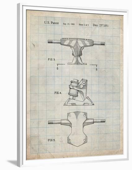 PP385-Antique Grid Parchment Skateboard Trucks Patent Poster-Cole Borders-Framed Premium Giclee Print