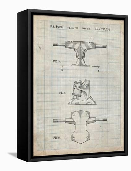 PP385-Antique Grid Parchment Skateboard Trucks Patent Poster-Cole Borders-Framed Stretched Canvas