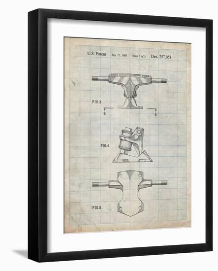 PP385-Antique Grid Parchment Skateboard Trucks Patent Poster-Cole Borders-Framed Giclee Print