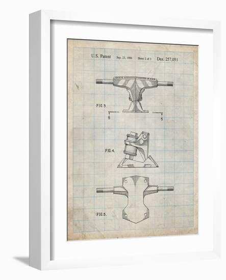 PP385-Antique Grid Parchment Skateboard Trucks Patent Poster-Cole Borders-Framed Giclee Print