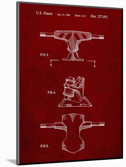 PP385-Burgundy Skateboard Trucks Patent Poster-Cole Borders-Mounted Giclee Print