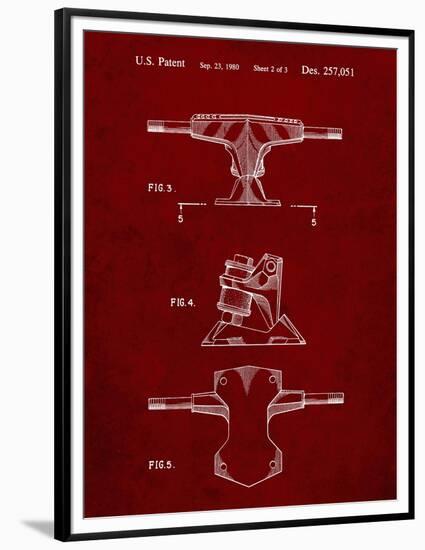 PP385-Burgundy Skateboard Trucks Patent Poster-Cole Borders-Framed Premium Giclee Print