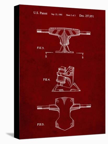 PP385-Burgundy Skateboard Trucks Patent Poster-Cole Borders-Stretched Canvas