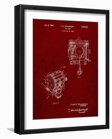 PP387-Burgundy Movie Set Lighting Patent Poster-Cole Borders-Framed Giclee Print