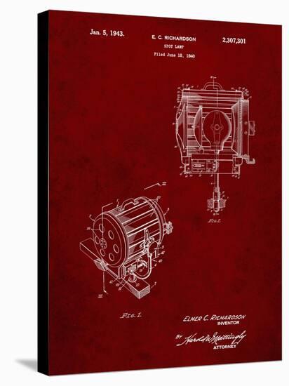 PP387-Burgundy Movie Set Lighting Patent Poster-Cole Borders-Stretched Canvas