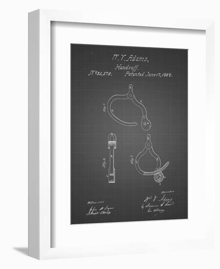 PP389-Black Grid Vintage Police Handcuffs Patent Poster-Cole Borders-Framed Giclee Print