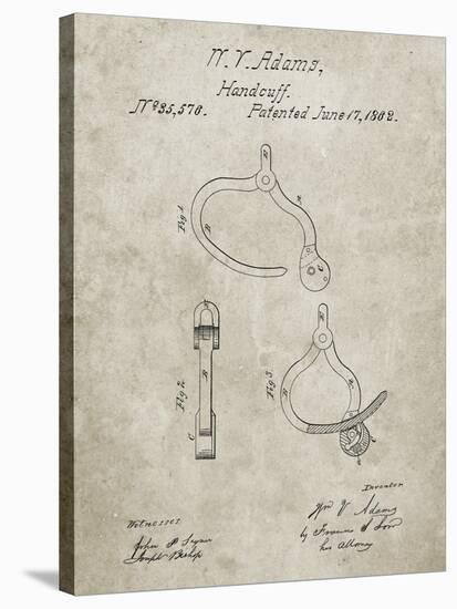PP389-Sandstone Vintage Police Handcuffs Patent Poster-Cole Borders-Stretched Canvas