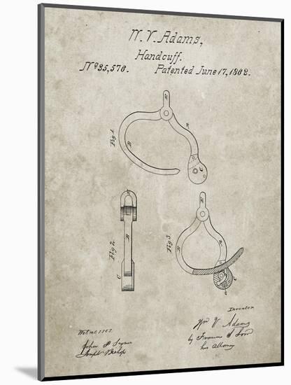 PP389-Sandstone Vintage Police Handcuffs Patent Poster-Cole Borders-Mounted Giclee Print