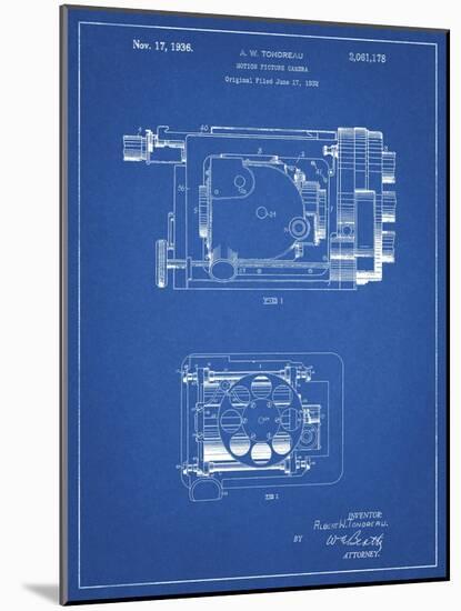 PP390-Blueprint Motion Picture Camera 1932 Patent Poster-Cole Borders-Mounted Giclee Print