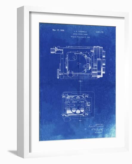 PP390-Faded Blueprint Motion Picture Camera 1932 Patent Poster-Cole Borders-Framed Giclee Print