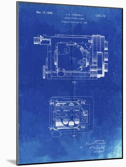 PP390-Faded Blueprint Motion Picture Camera 1932 Patent Poster-Cole Borders-Mounted Giclee Print