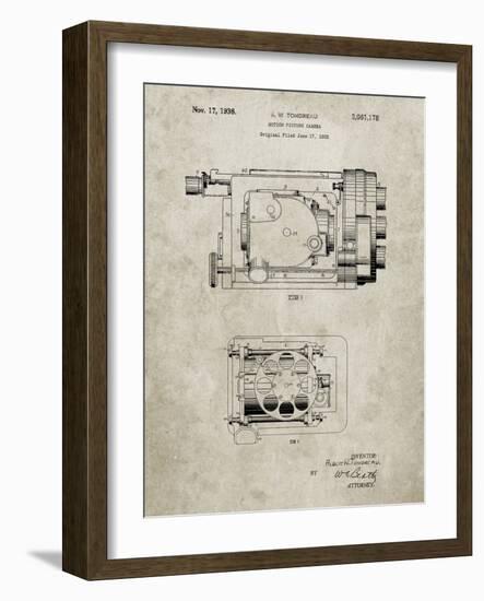 PP390-Sandstone Motion Picture Camera 1932 Patent Poster-Cole Borders-Framed Giclee Print