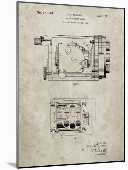 PP390-Sandstone Motion Picture Camera 1932 Patent Poster-Cole Borders-Mounted Giclee Print