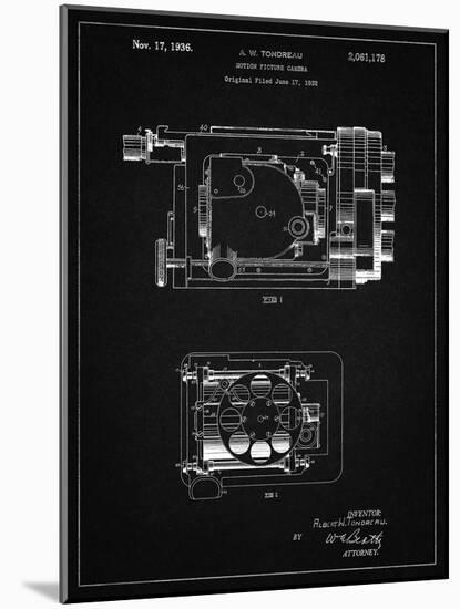 PP390-Vintage Black Motion Picture Camera 1932 Patent Poster-Cole Borders-Mounted Giclee Print