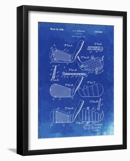 PP4 Faded Blueprint-Borders Cole-Framed Giclee Print