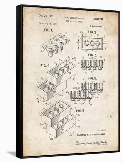 PP40 Vintage Parchment-Borders Cole-Framed Stretched Canvas