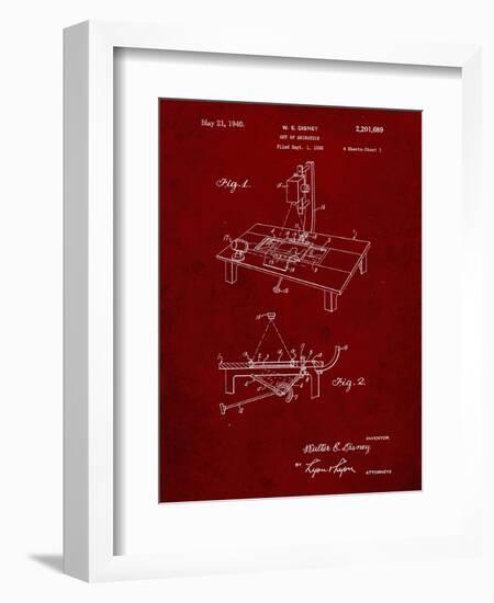 PP403-Burgundy Disney Multi Plane Camera Patent Poster-Cole Borders-Framed Giclee Print