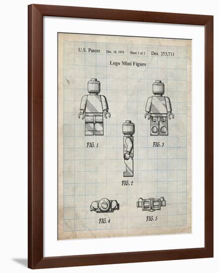 PP41 Antique Grid Parchment-Borders Cole-Framed Giclee Print