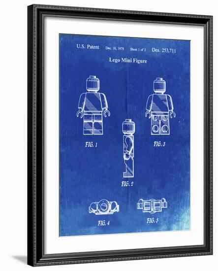 PP41 Faded Blueprint-Borders Cole-Framed Giclee Print