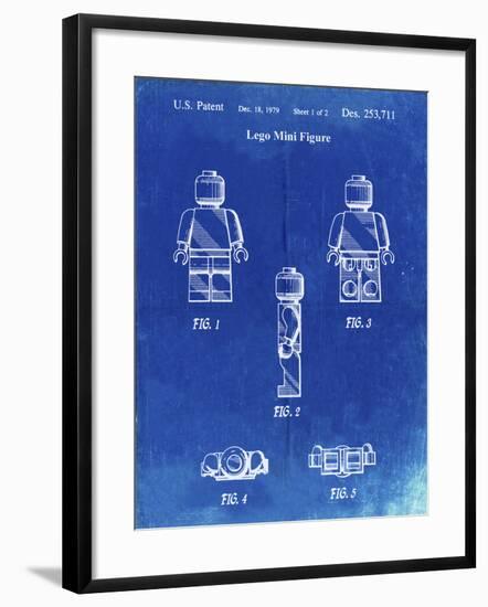 PP41 Faded Blueprint-Borders Cole-Framed Giclee Print