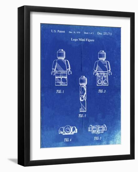 PP41 Faded Blueprint-Borders Cole-Framed Giclee Print