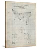 PP416-Antique Grid Parchment Baseball Field Lights Patent Poster-Cole Borders-Stretched Canvas