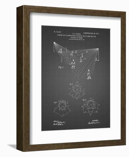 PP416-Black Grid Baseball Field Lights Patent Poster-Cole Borders-Framed Giclee Print