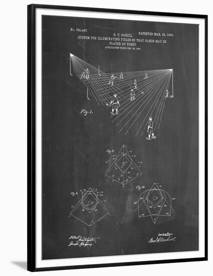 PP416-Chalkboard Baseball Field Lights Patent Poster-Cole Borders-Framed Premium Giclee Print