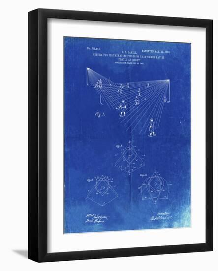 PP416-Faded Blueprint Baseball Field Lights Patent Poster-Cole Borders-Framed Giclee Print