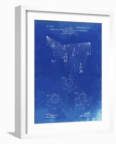 PP416-Faded Blueprint Baseball Field Lights Patent Poster-Cole Borders-Framed Giclee Print