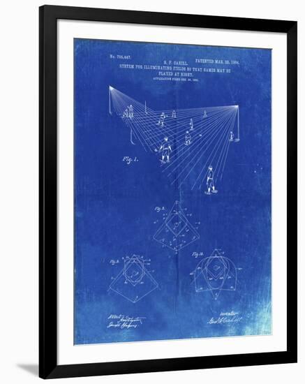 PP416-Faded Blueprint Baseball Field Lights Patent Poster-Cole Borders-Framed Giclee Print