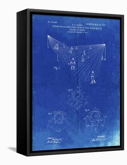 PP416-Faded Blueprint Baseball Field Lights Patent Poster-Cole Borders-Framed Stretched Canvas