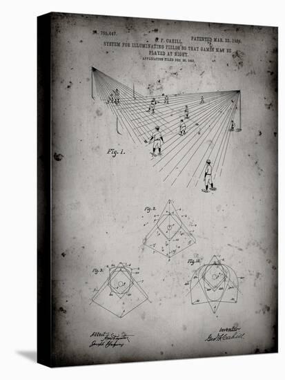 PP416-Faded Grey Baseball Field Lights Patent Poster-Cole Borders-Stretched Canvas