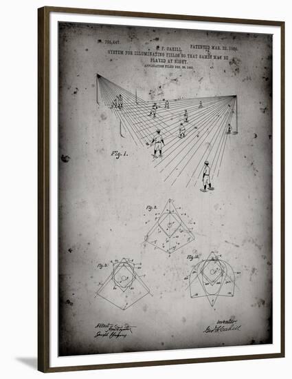PP416-Faded Grey Baseball Field Lights Patent Poster-Cole Borders-Framed Premium Giclee Print