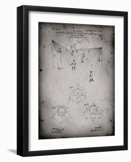 PP416-Faded Grey Baseball Field Lights Patent Poster-Cole Borders-Framed Giclee Print