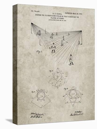 PP416-Sandstone Baseball Field Lights Patent Poster-Cole Borders-Stretched Canvas