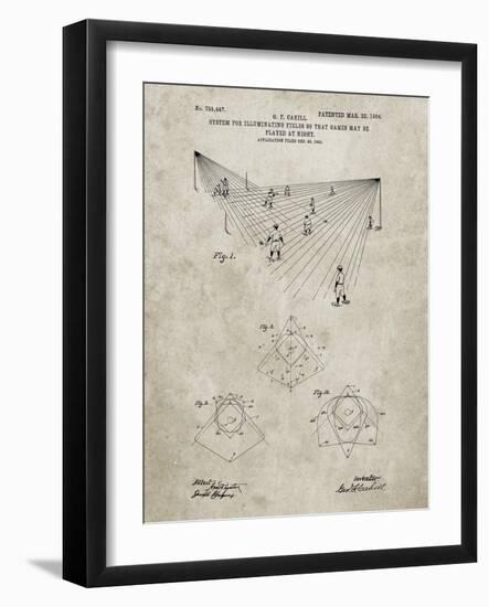 PP416-Sandstone Baseball Field Lights Patent Poster-Cole Borders-Framed Giclee Print