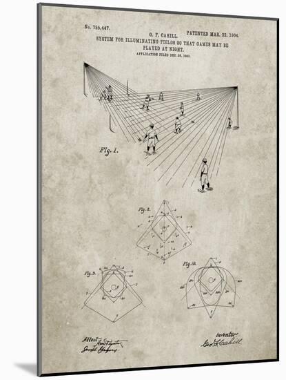 PP416-Sandstone Baseball Field Lights Patent Poster-Cole Borders-Mounted Giclee Print
