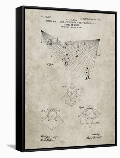 PP416-Sandstone Baseball Field Lights Patent Poster-Cole Borders-Framed Stretched Canvas