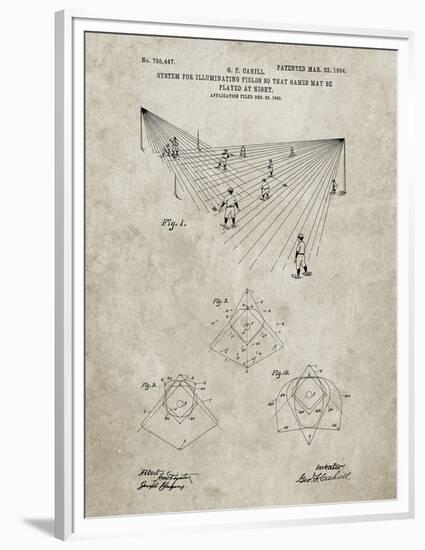 PP416-Sandstone Baseball Field Lights Patent Poster-Cole Borders-Framed Premium Giclee Print