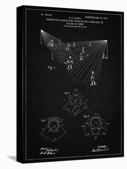 PP416-Vintage Black Baseball Field Lights Patent Poster-Cole Borders-Stretched Canvas