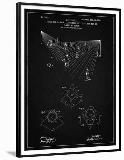 PP416-Vintage Black Baseball Field Lights Patent Poster-Cole Borders-Framed Premium Giclee Print