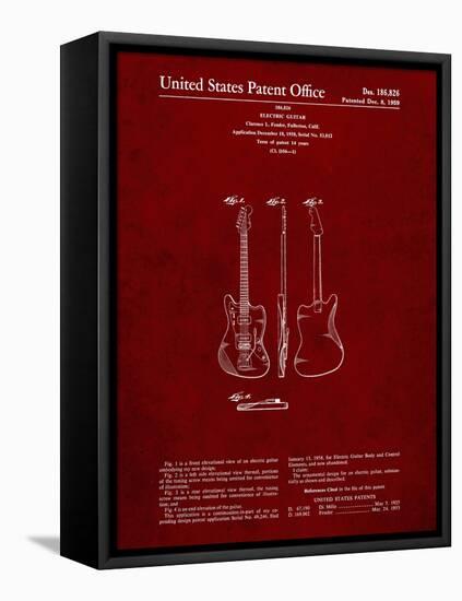 PP417-Burgundy Fender Jazzmaster Guitar Patent Poster-Cole Borders-Framed Stretched Canvas